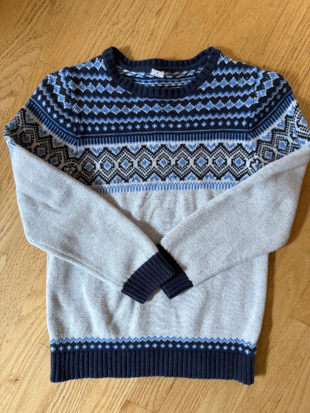 Janie and Jack Fair Isle Sweater Boys 8 Navy Blue Knit Cotton